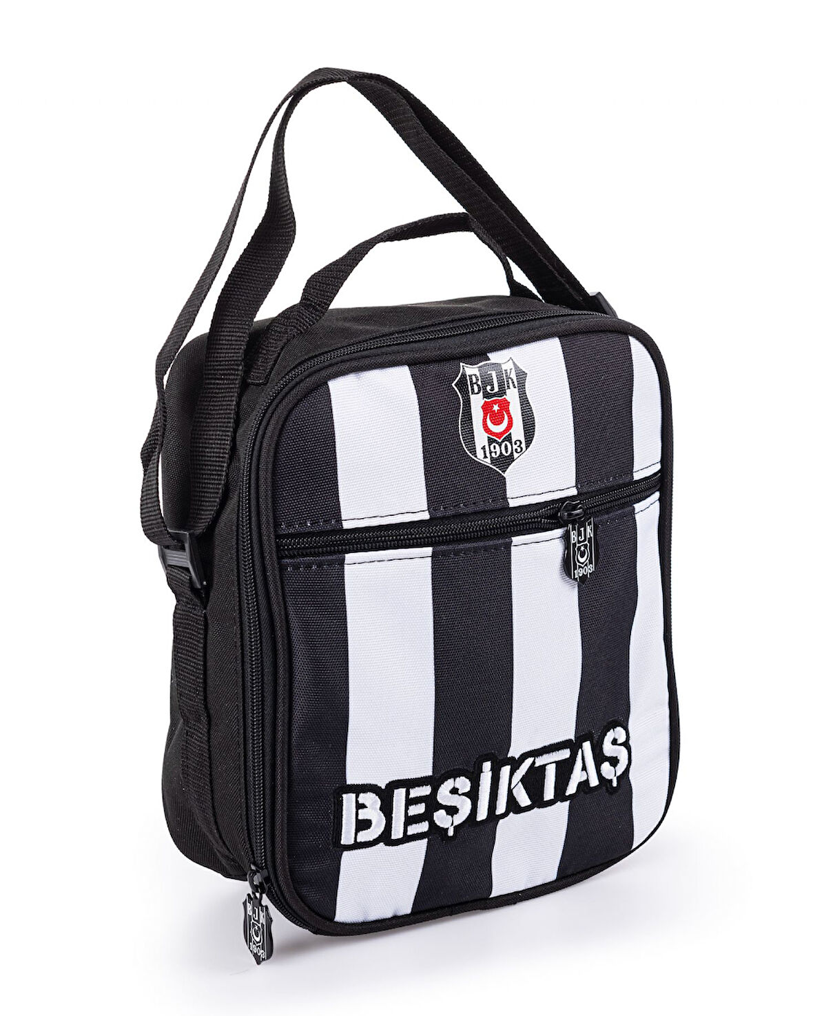 Beşiktaş Siyah Beyaz Erkek Çocuk Çubuklu Beslenme Çantası