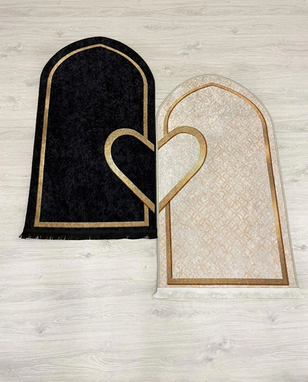 2 li Çift Seccadesi 75x125 Ebat Siyah - Bej