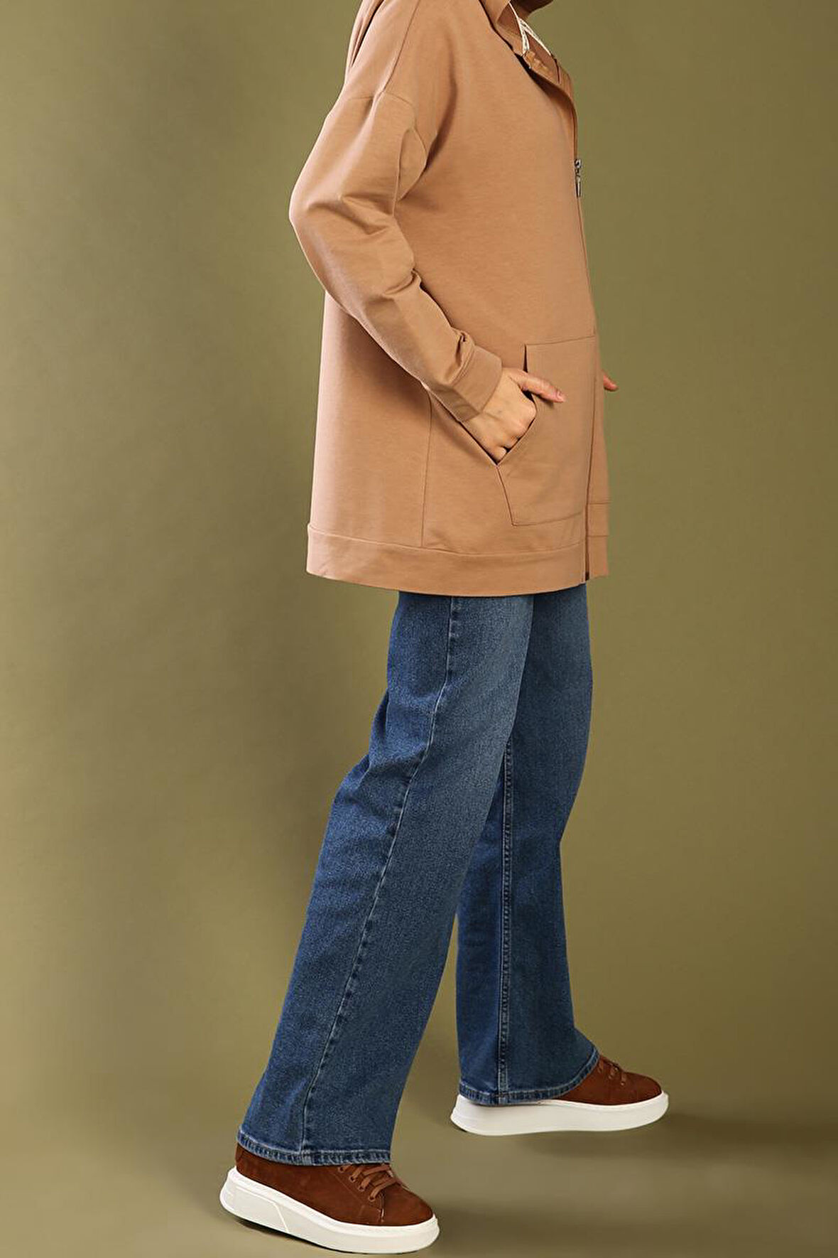 Bisküvi-Fermuarlı Sweat Hırka