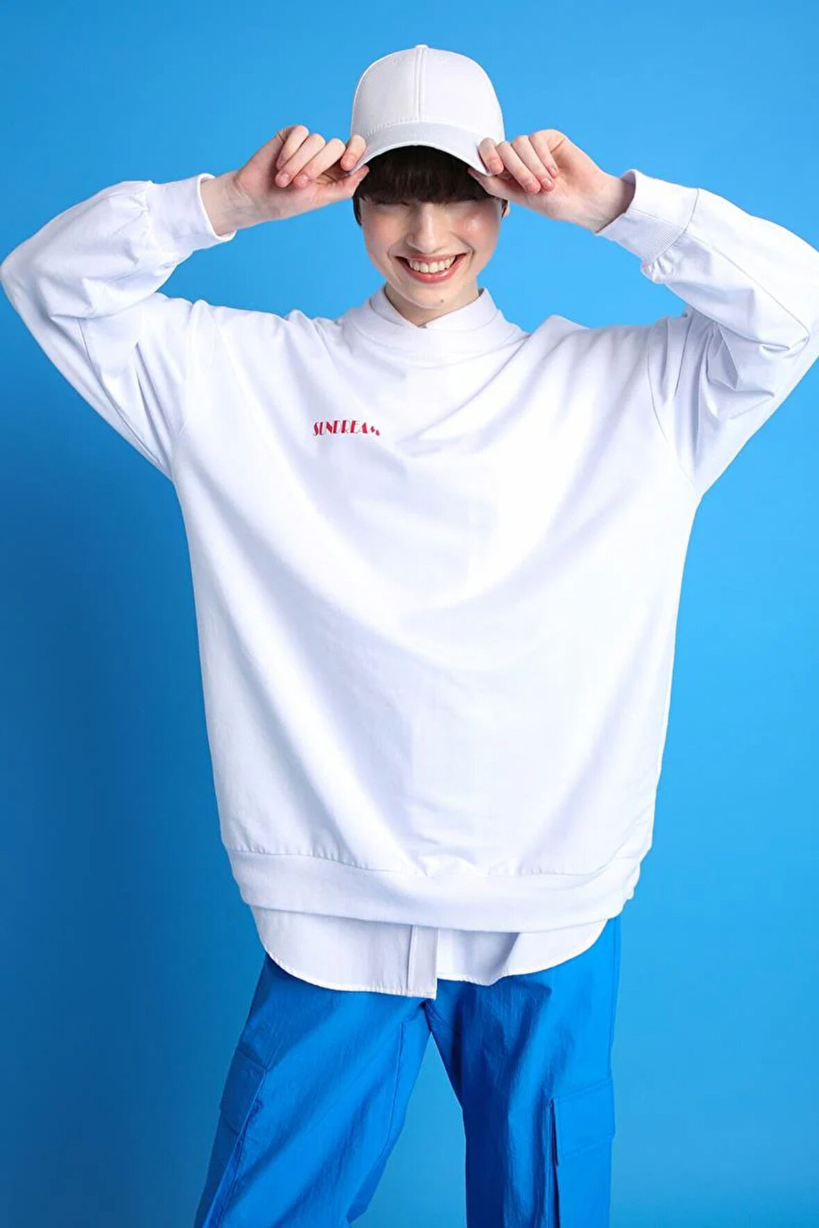 Beyaz-Pamuklu Sundream Baskılı Sweatshirt