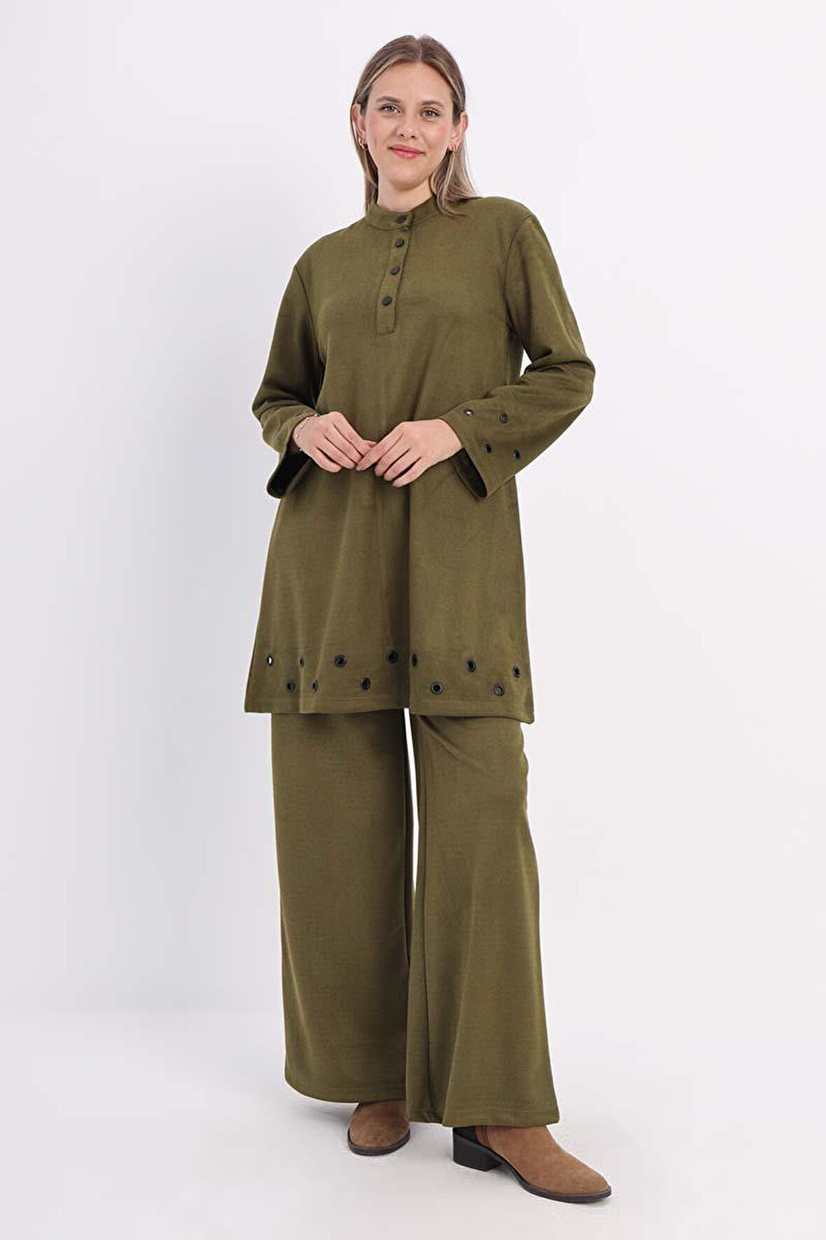 Yeşil-Kuşgözlü Pantolonlu Takım