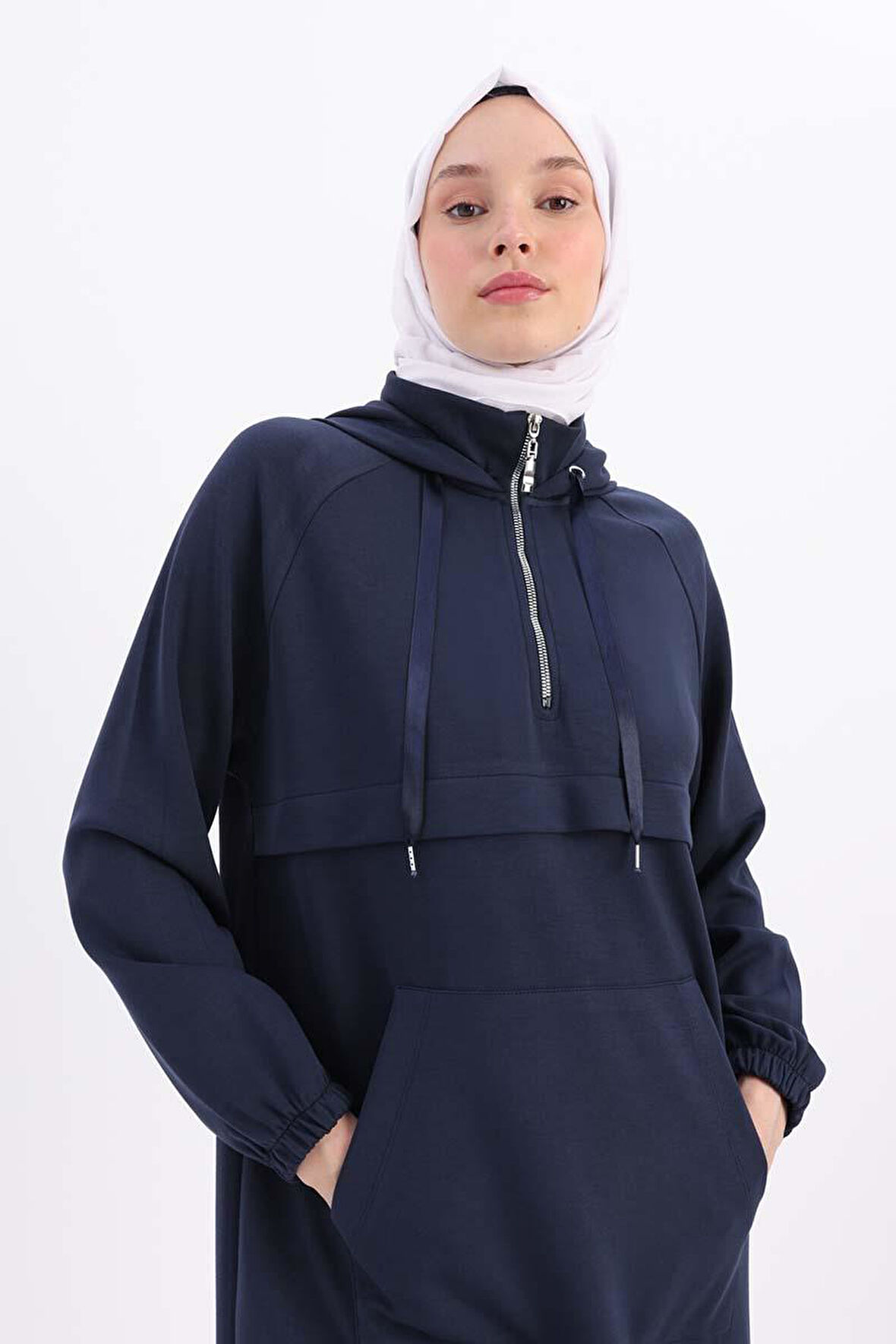 İndigo-Ön Roba Dubleli Sweat Tunik