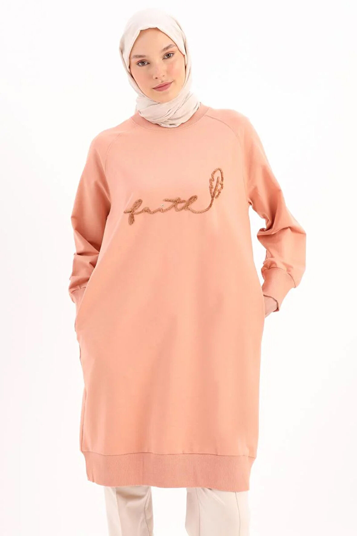Somon-Faıth Yazılı Nakışlı Sweat Tunik