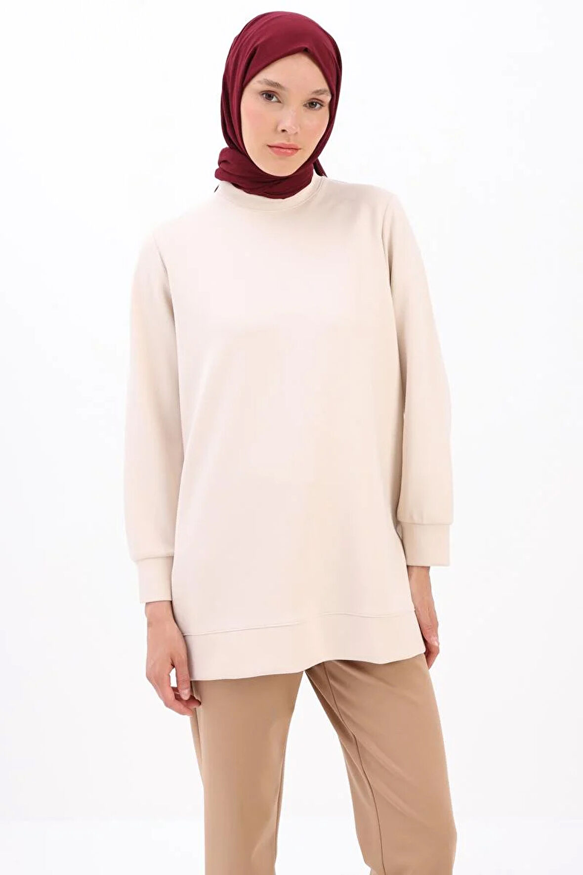 Açık Bej-Garni Piliseli Tunik