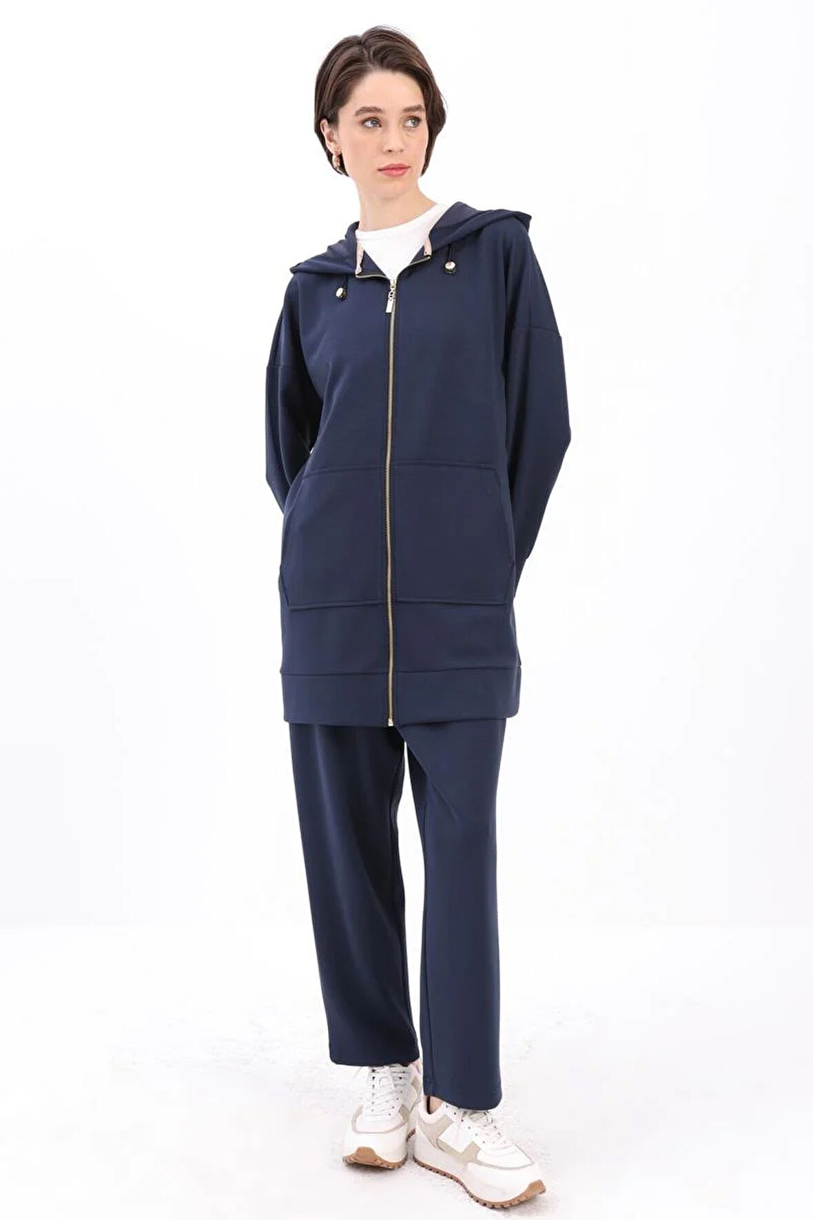 İndigo-Kanguru Cepli Eşofman Takımı