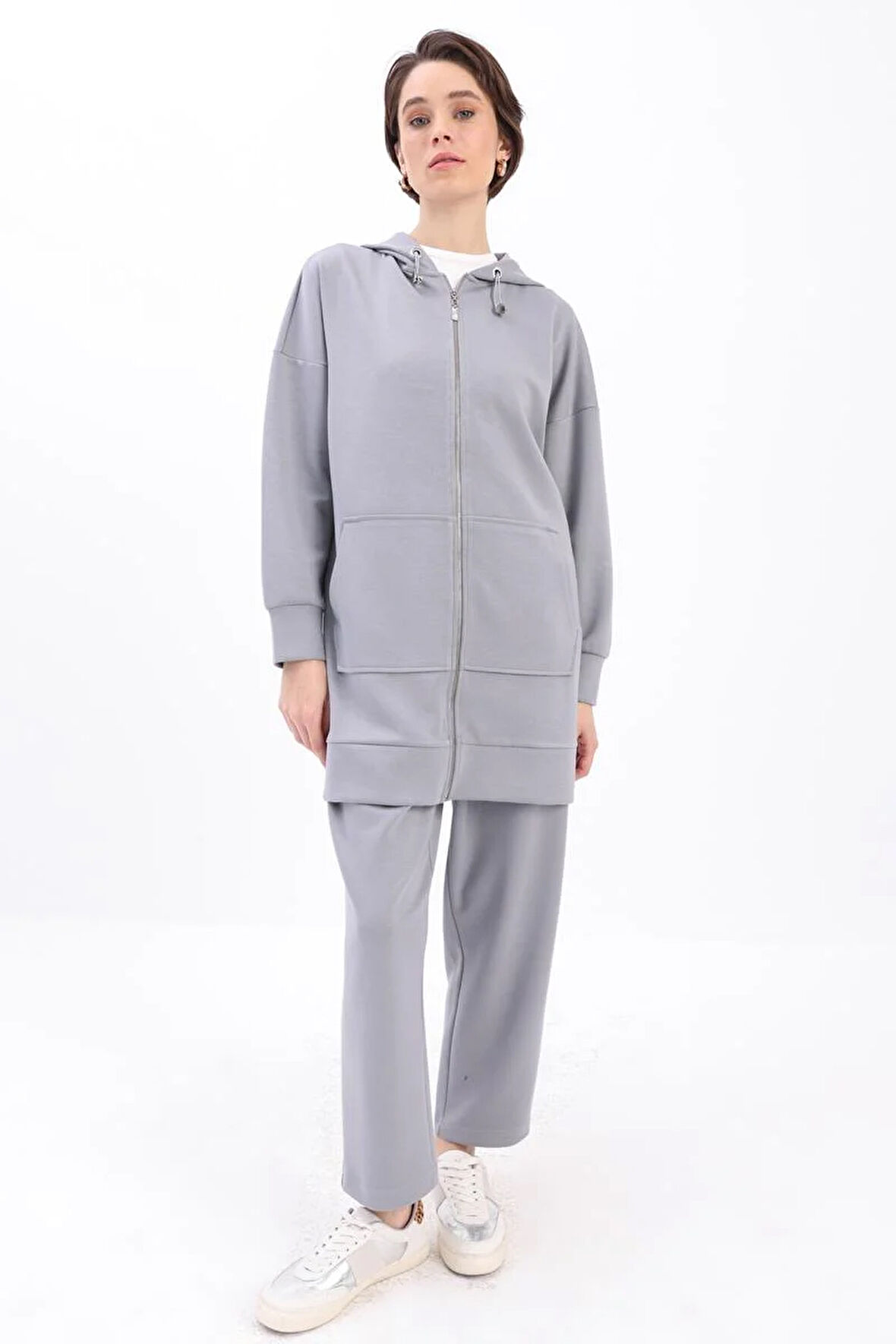 Gri-Kanguru Cepli Eşofman Takımı