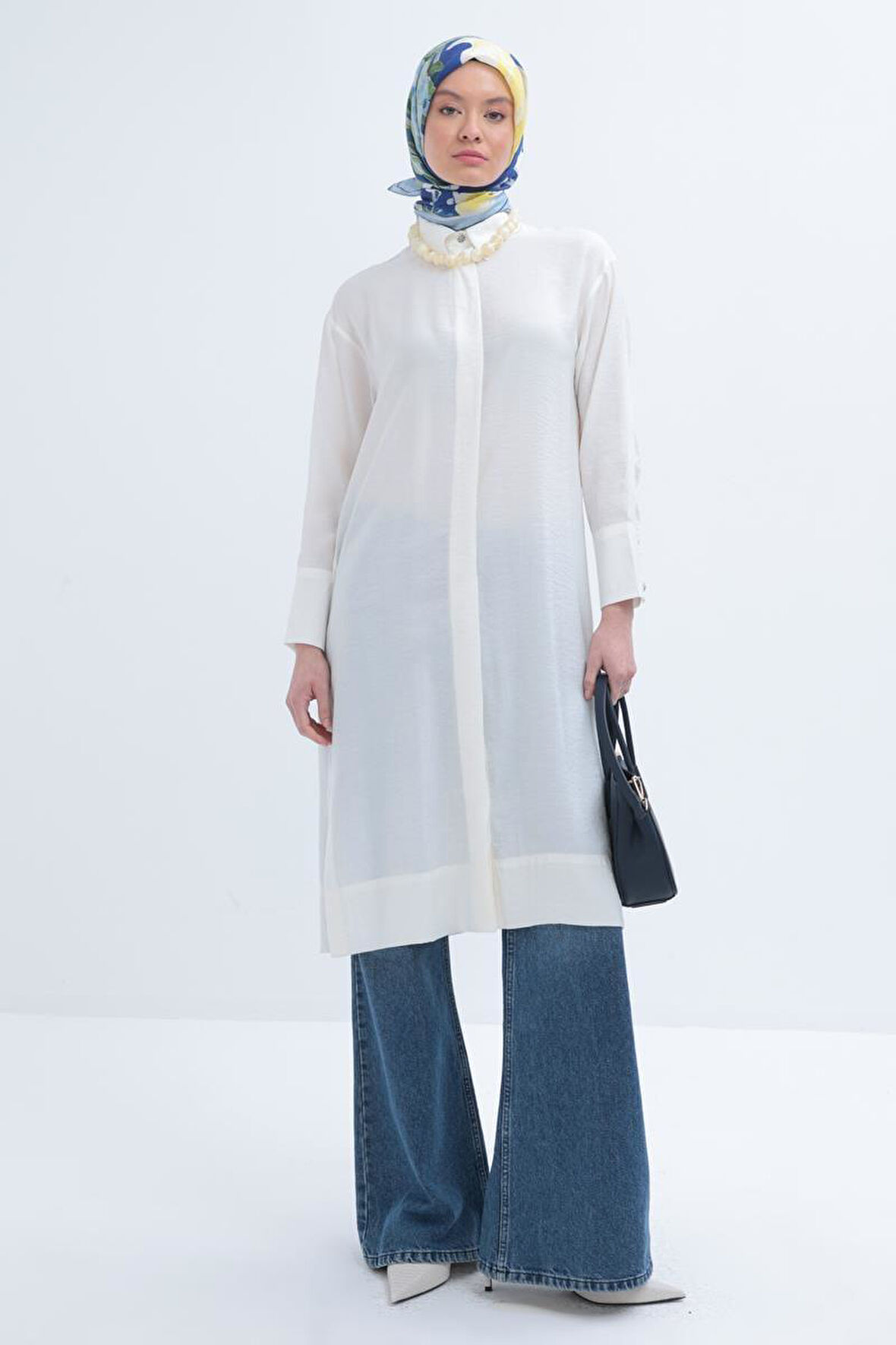 Allday Taş Düğmeli Uzun Moda Kadınl Gömlek 24DS51259AL0