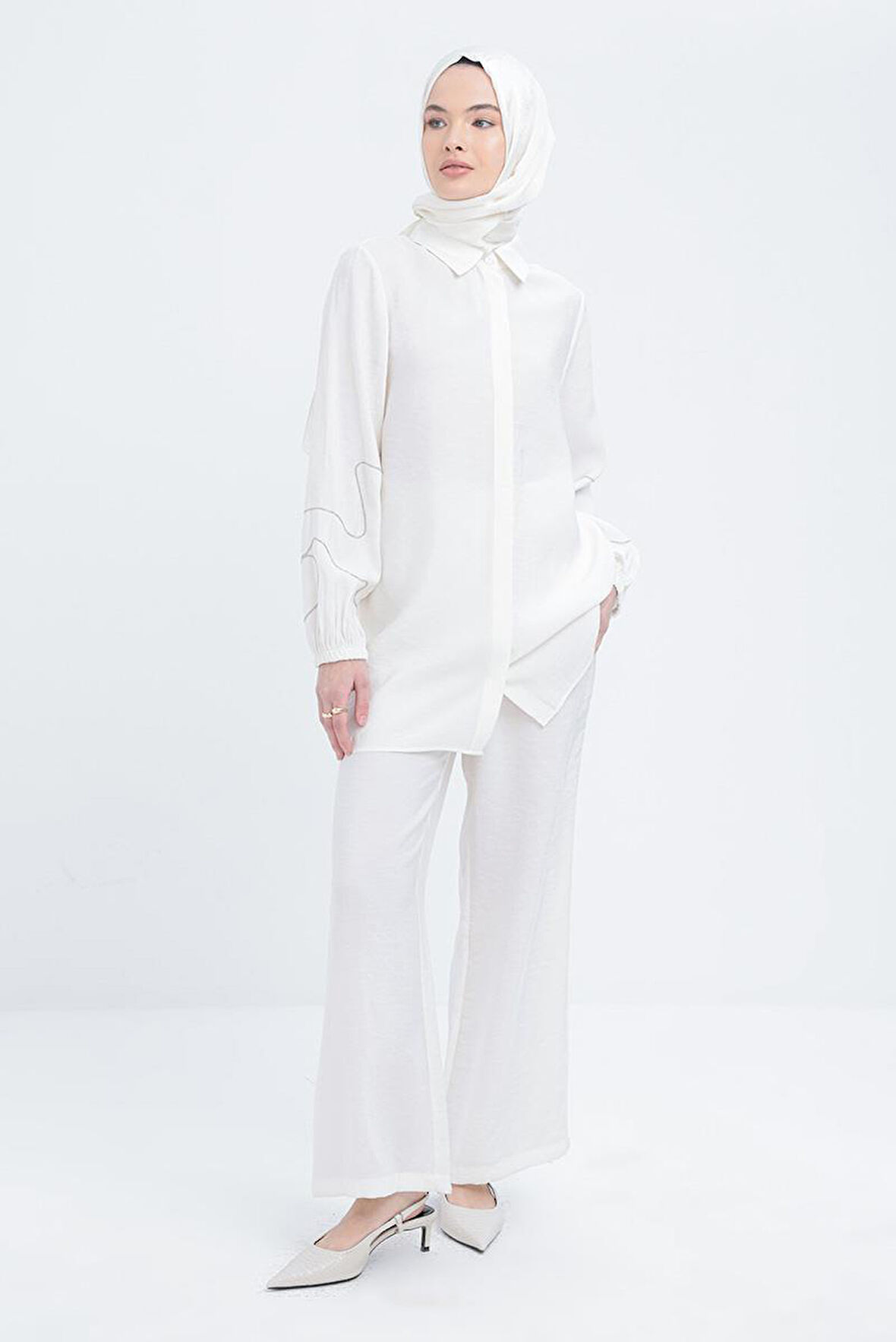 Allday Zincir Nakışlı Kolu Lastikli Gömlek S51321A0