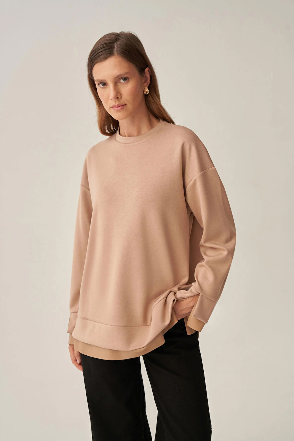 Vizon-Yumuşak Dokulu Deri Garnili Tunik