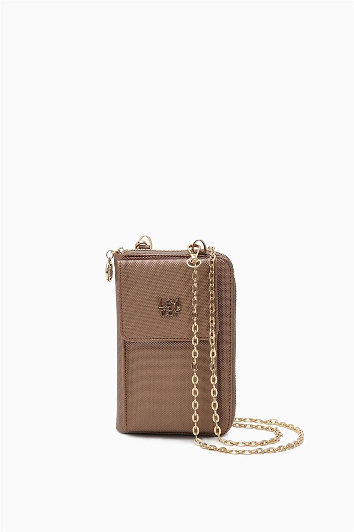 Levidor Altın Sarısı Çok İşlevli Telefon Bölmeli Cüzdan