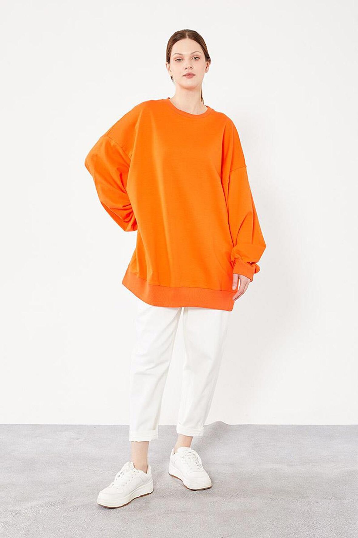 Levidor Oranj Bisiklet Yaka Oversize Sweat