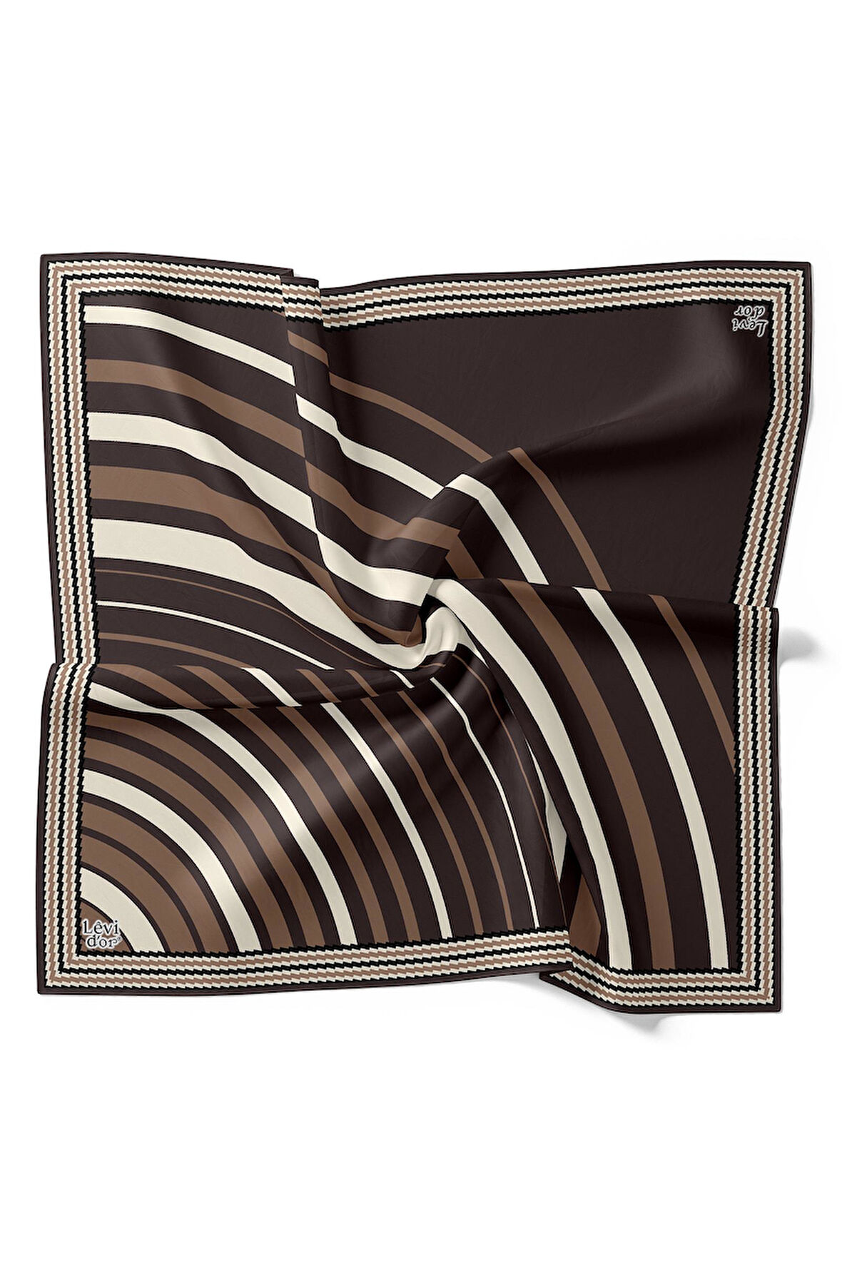 Kahve Yarım Daire Twill İpek Eşarp