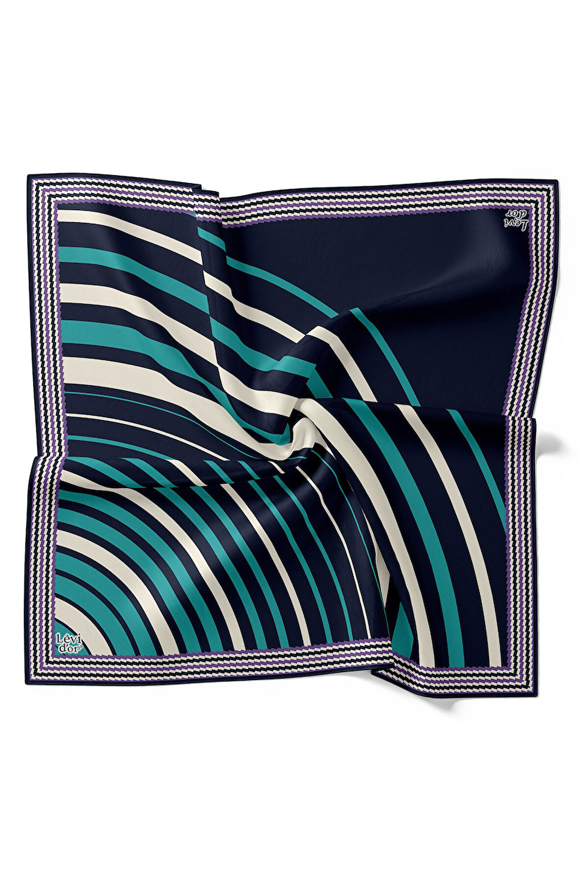 Turkuaz Yarım Daire Twill İpek Eşarp