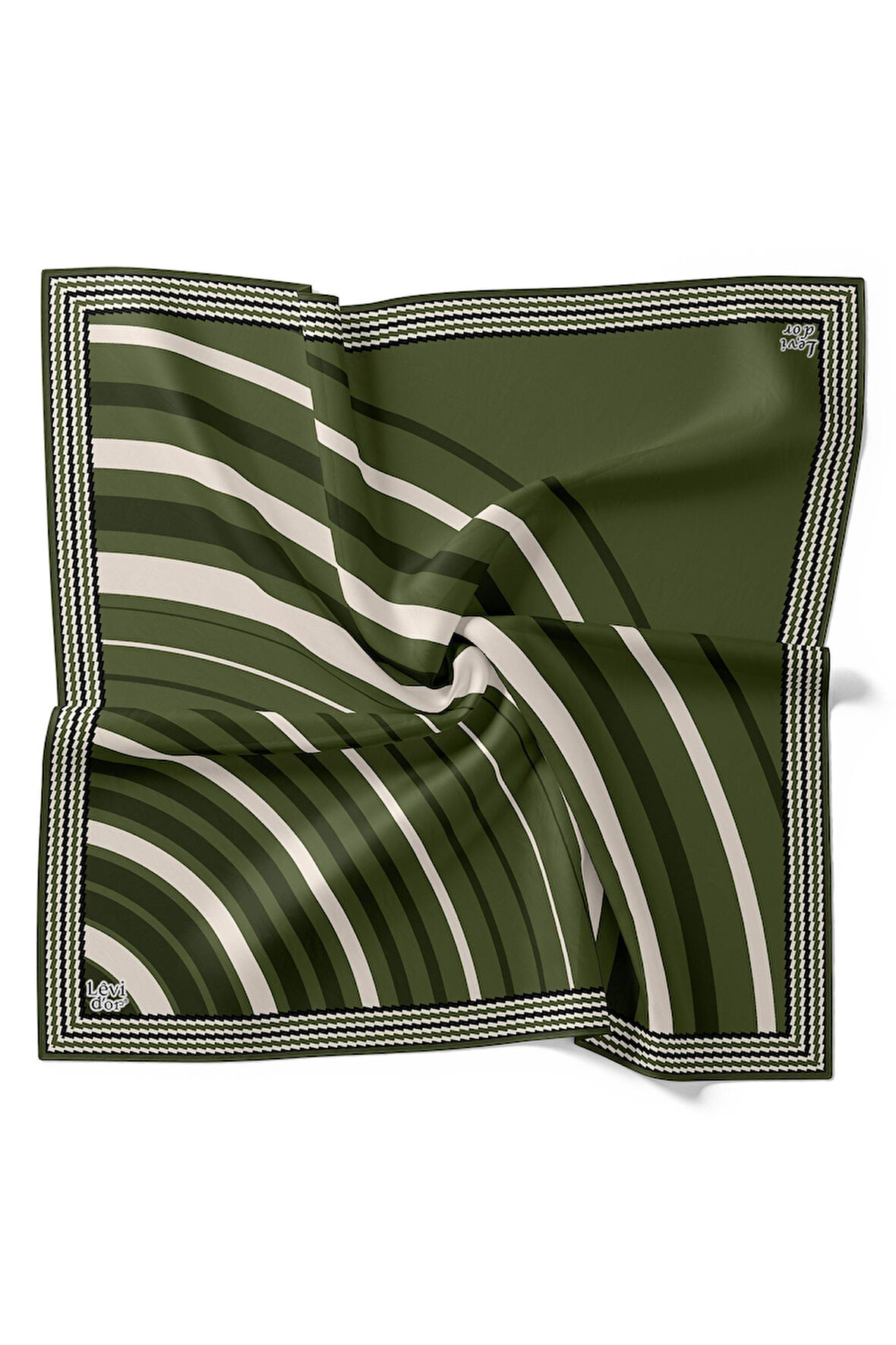 Yeşil Yarım Daire Twill İpek Eşarp