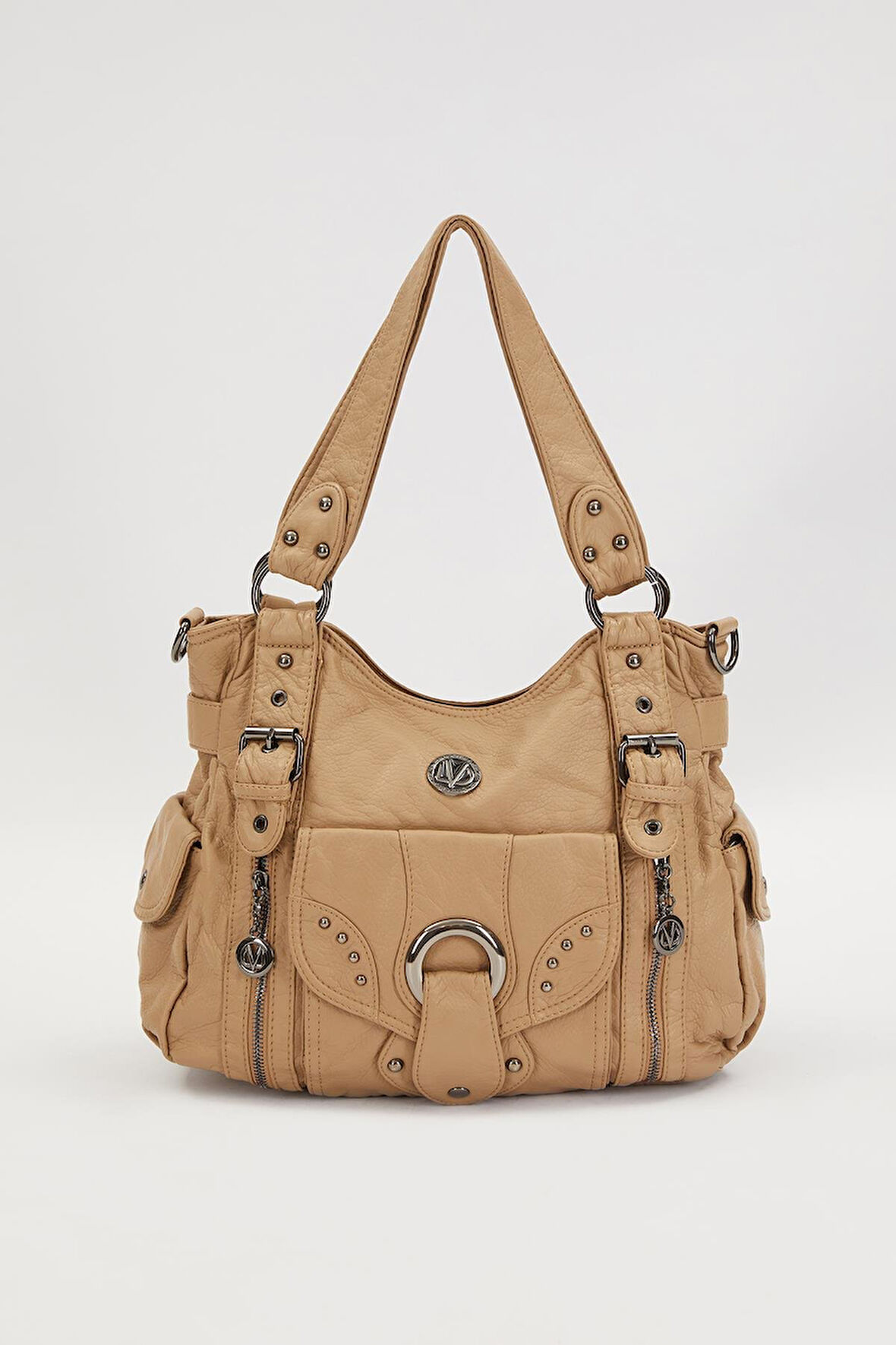 Kahve Kuşgözü Detaylı Omuz Çantası