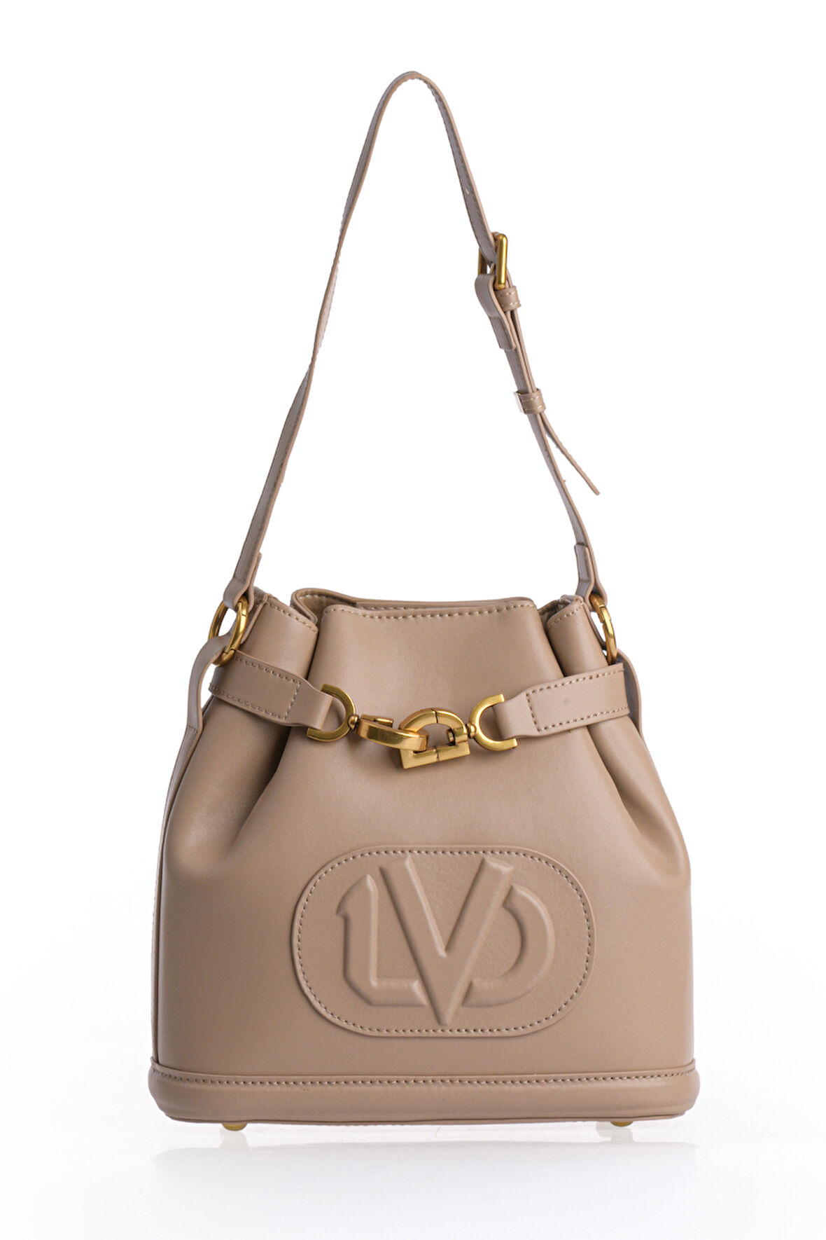 Büzgü Ve Kabartma Logo Detaylı Şık Kadın Omuz Çantası 930306 Kahve