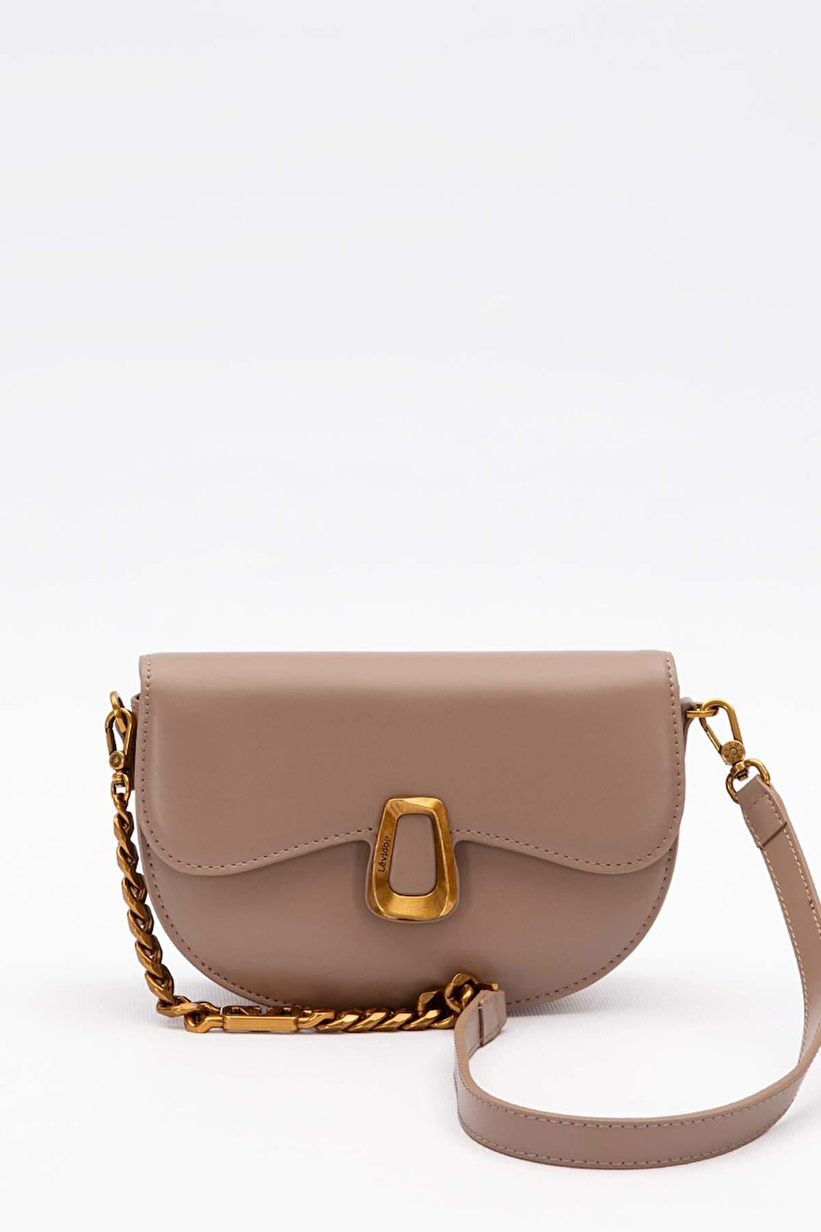 Haki Oval Zincir Detaylı Omuz Çantası