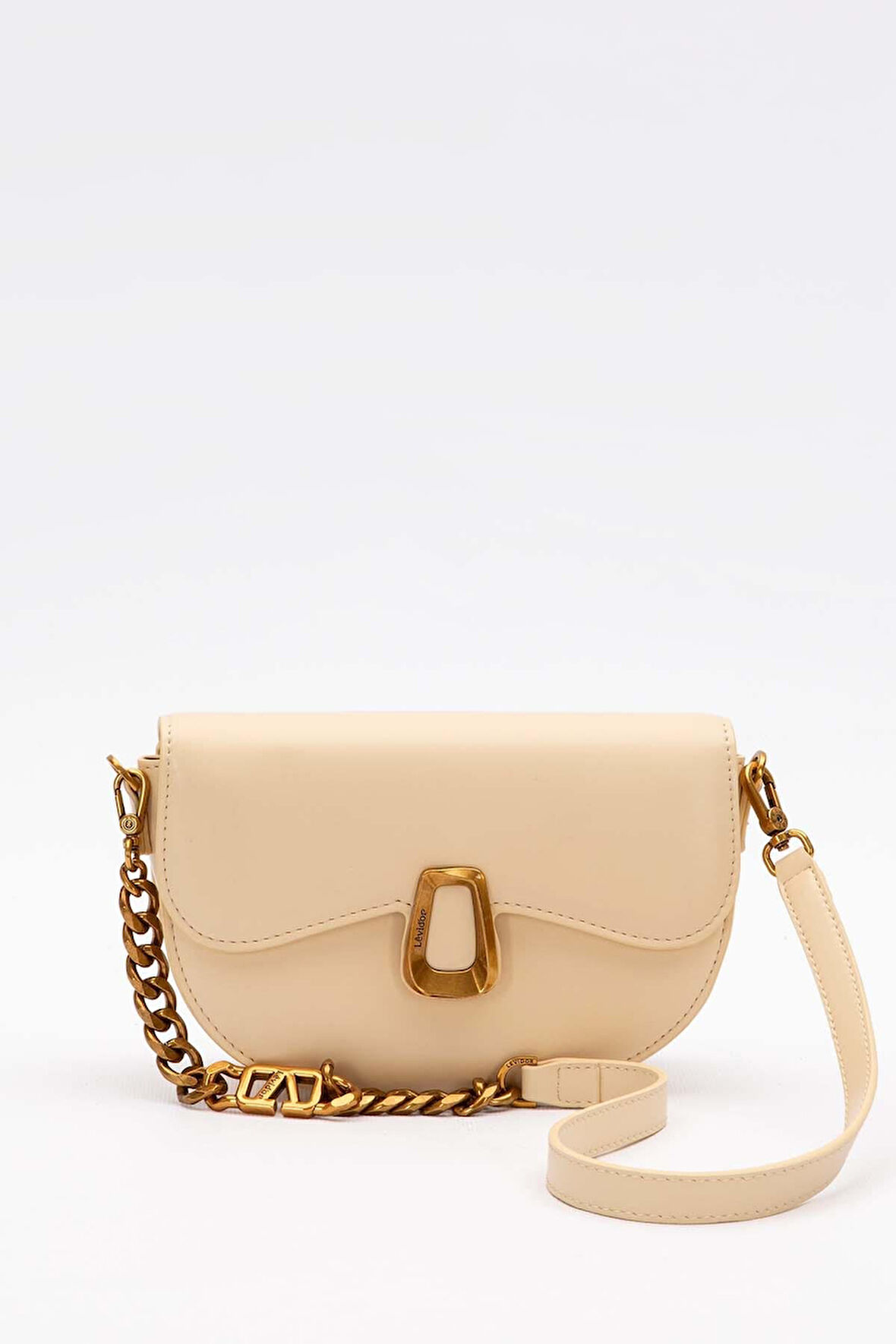 Sarı Oval Zincir Detaylı Omuz Çantası