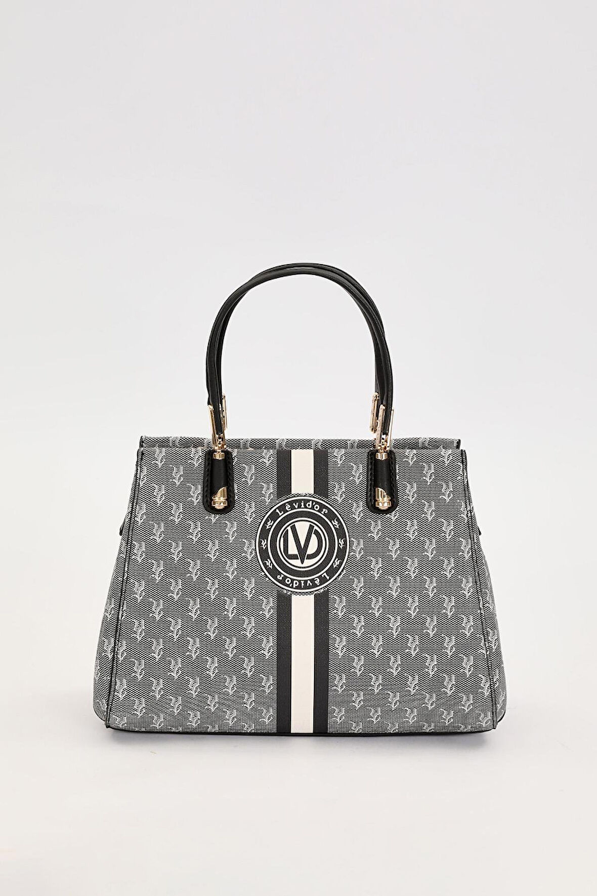 Siyah Monogram Desenli El Çantası