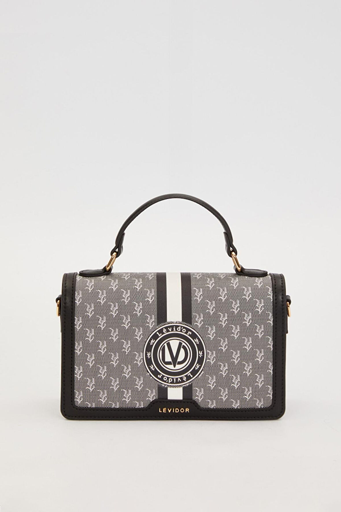 Siyah Logolu Monogram Desen El Çantası