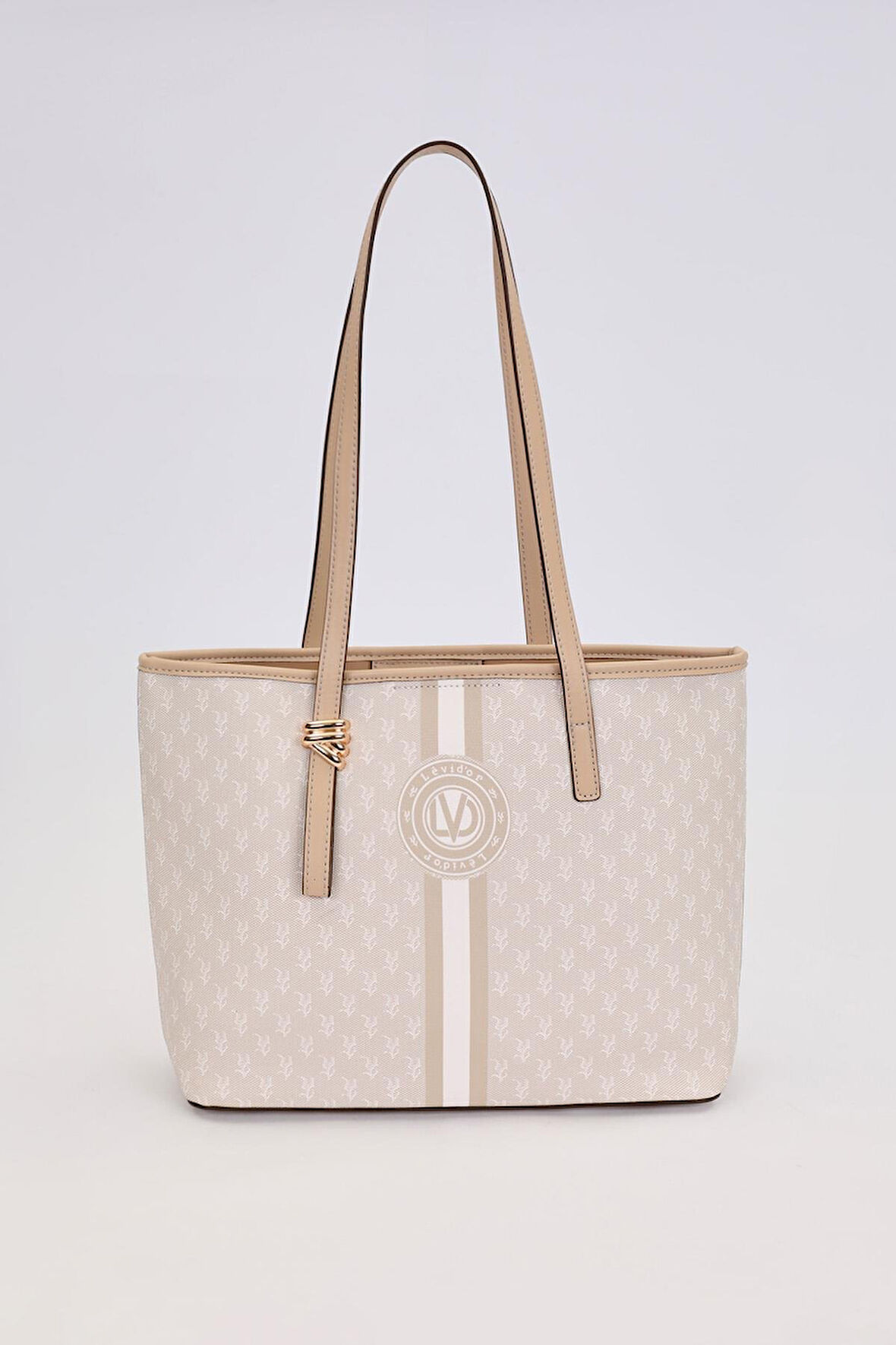 Krem Gold Akseusar Detaylı Omuz Çantası