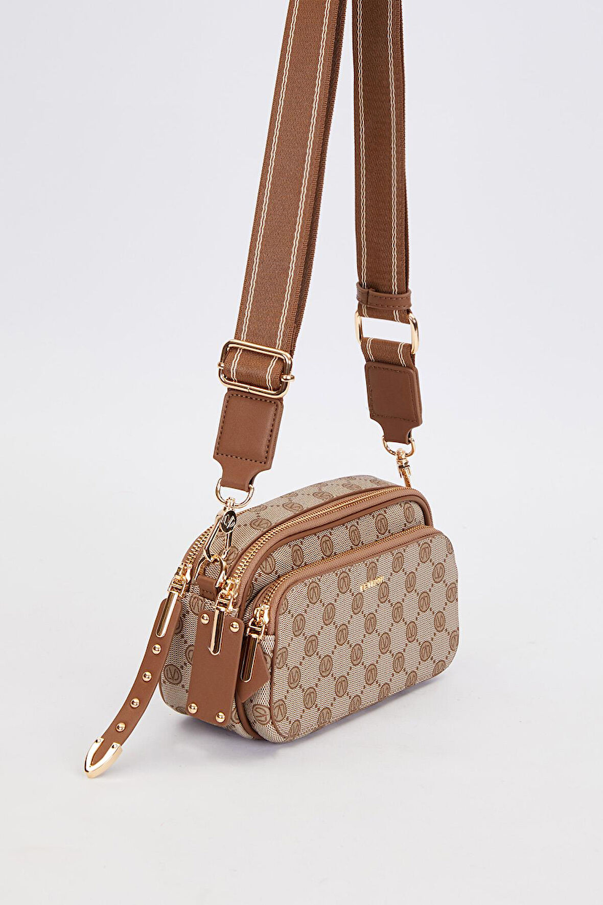 Camel Çift Bölmeli Kalın Askılı Omuz Çantası