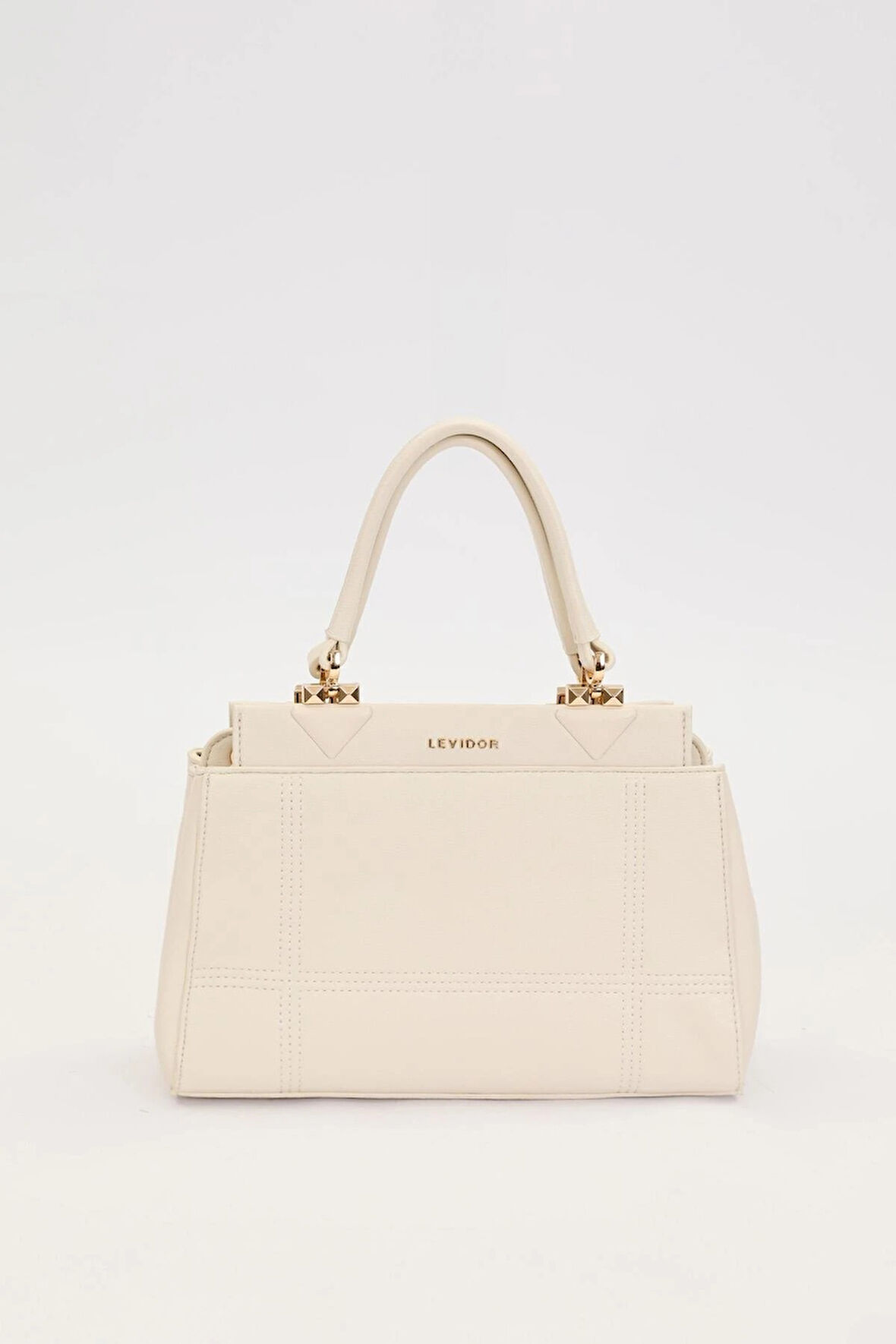 Krem Şerit Dikiş Model El Çantası