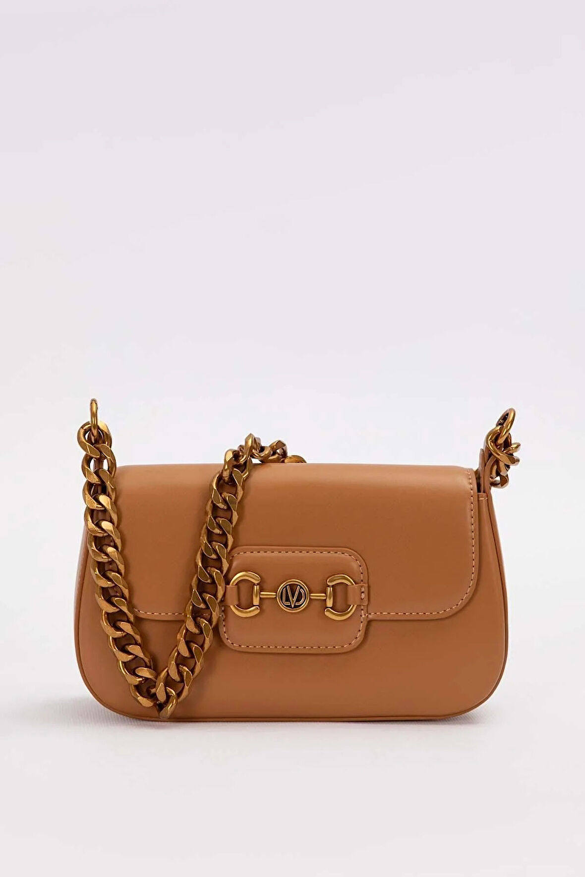 Retro Logo Detaylı Şık Kadın Omuz Çantası 930372 Kahve