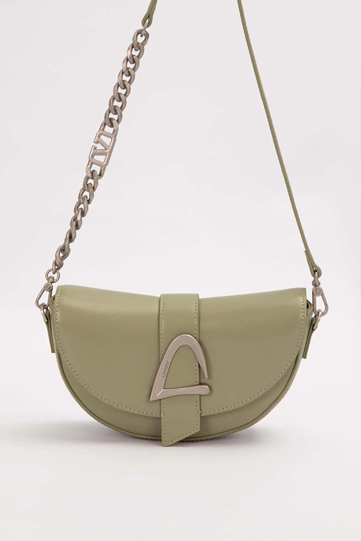 Asimetrik Tasarım, Zincir Ve Logo Detaylı Şık Kadın Omuz Çantası 930373 Yeşil