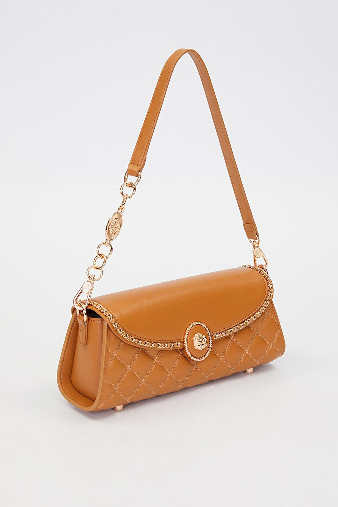 Kapitone Ve Metal Zincir Detaylı Şık Kadın Omuz Çantası 930390 Kahverengi
