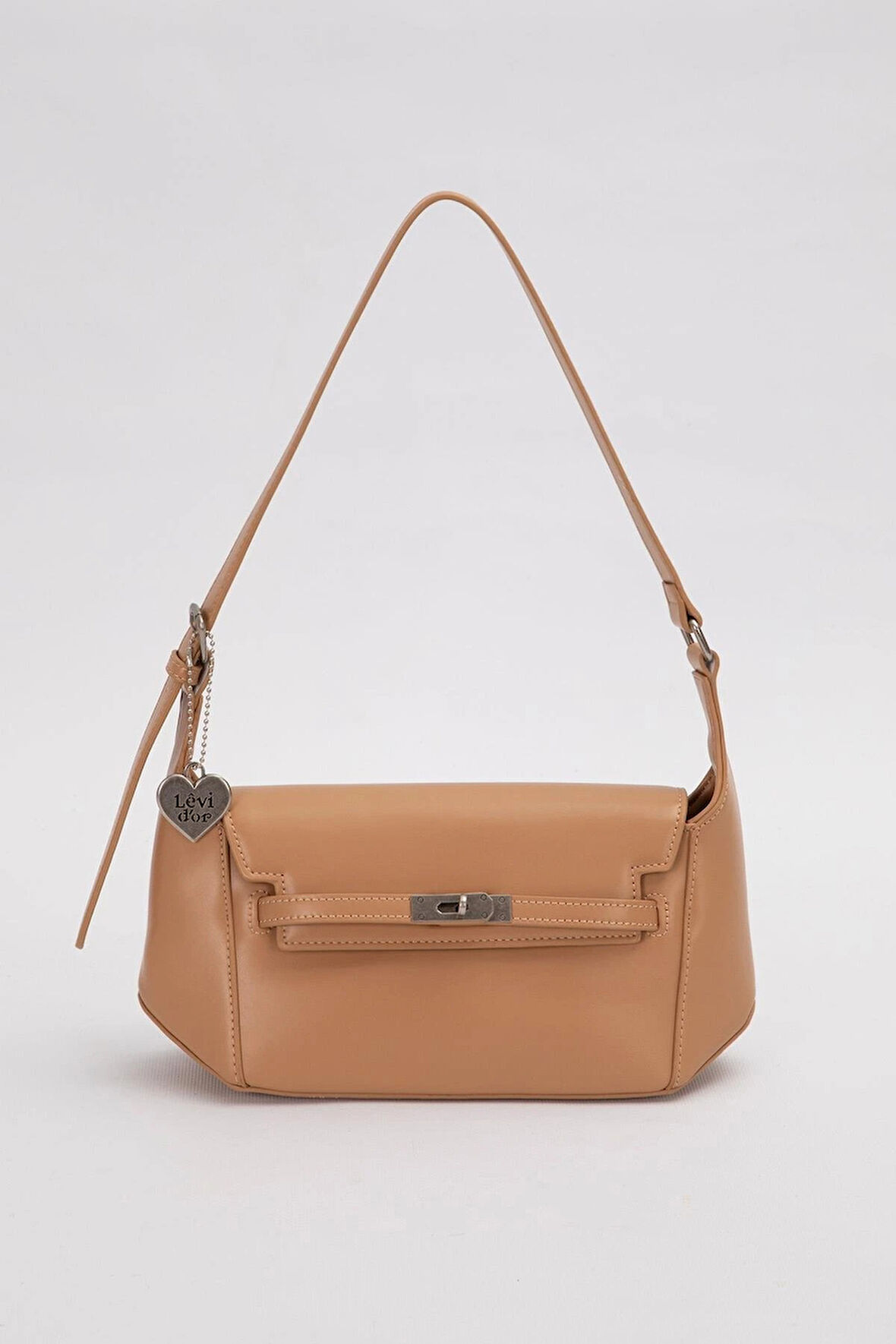 Haki Kalp Aksesuar Detaylı Omuz Çantası