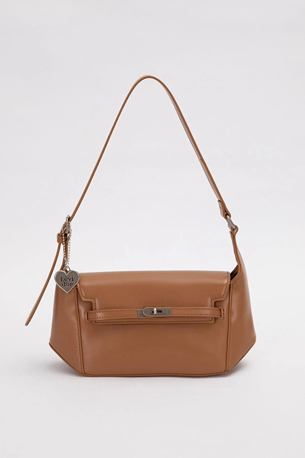 Kahve Kalp Aksesuar Detaylı Omuz Çantası