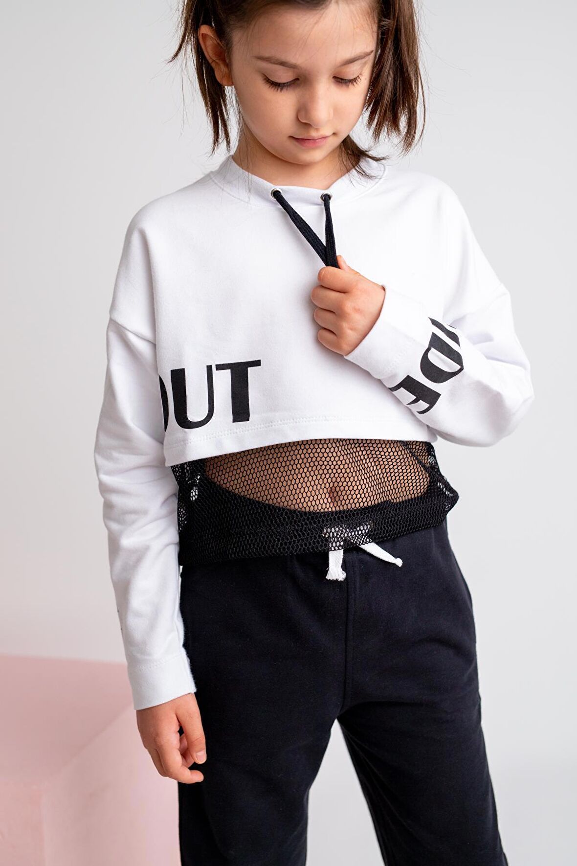 Kız Çocuk Go Play Fileli Crop Sweatshirt