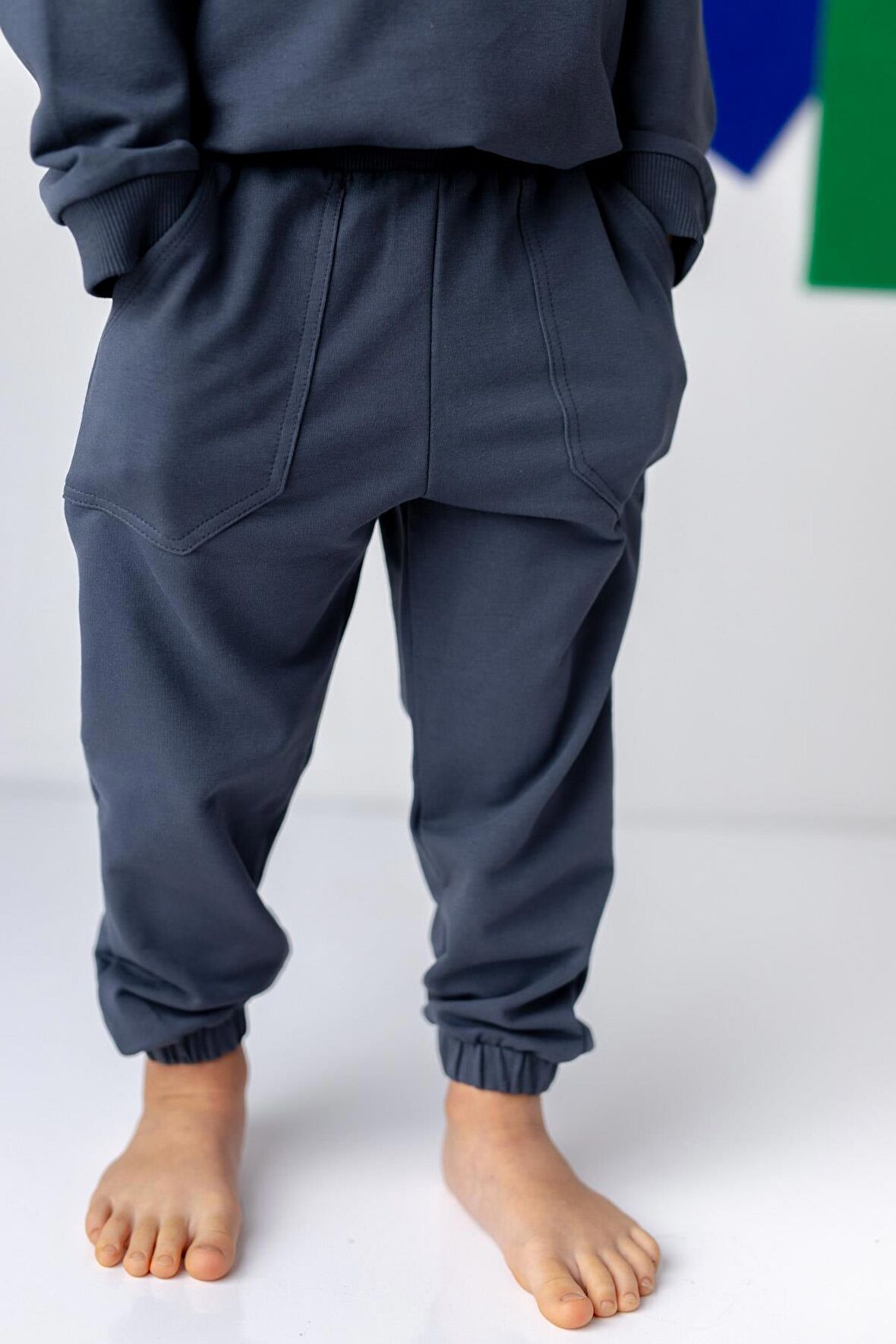 Unisex Çocuk Lastikli Düz Jogger Eşofman Altı