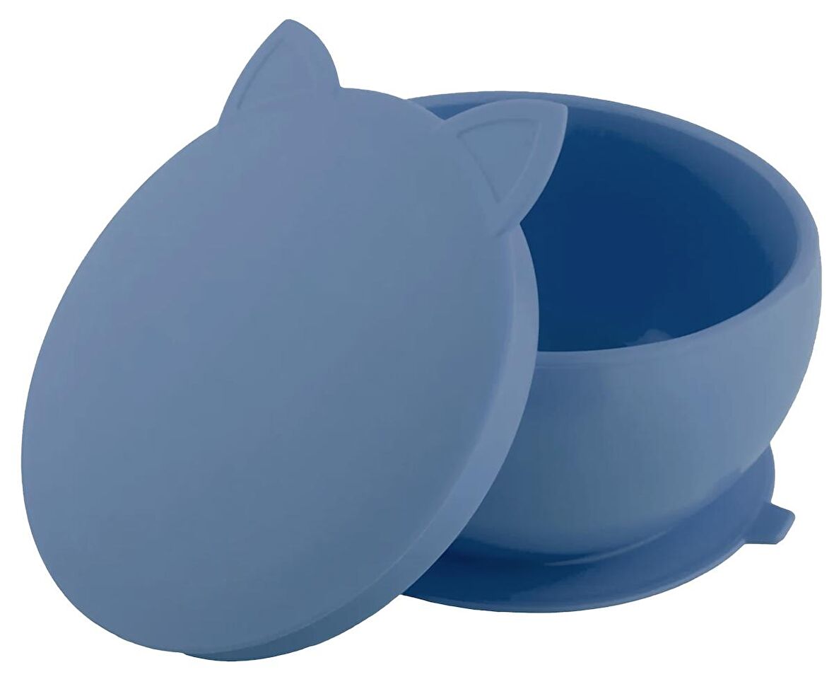 Pandish KitTen Vakum Tabanlı Kapaklı Silikon Kase