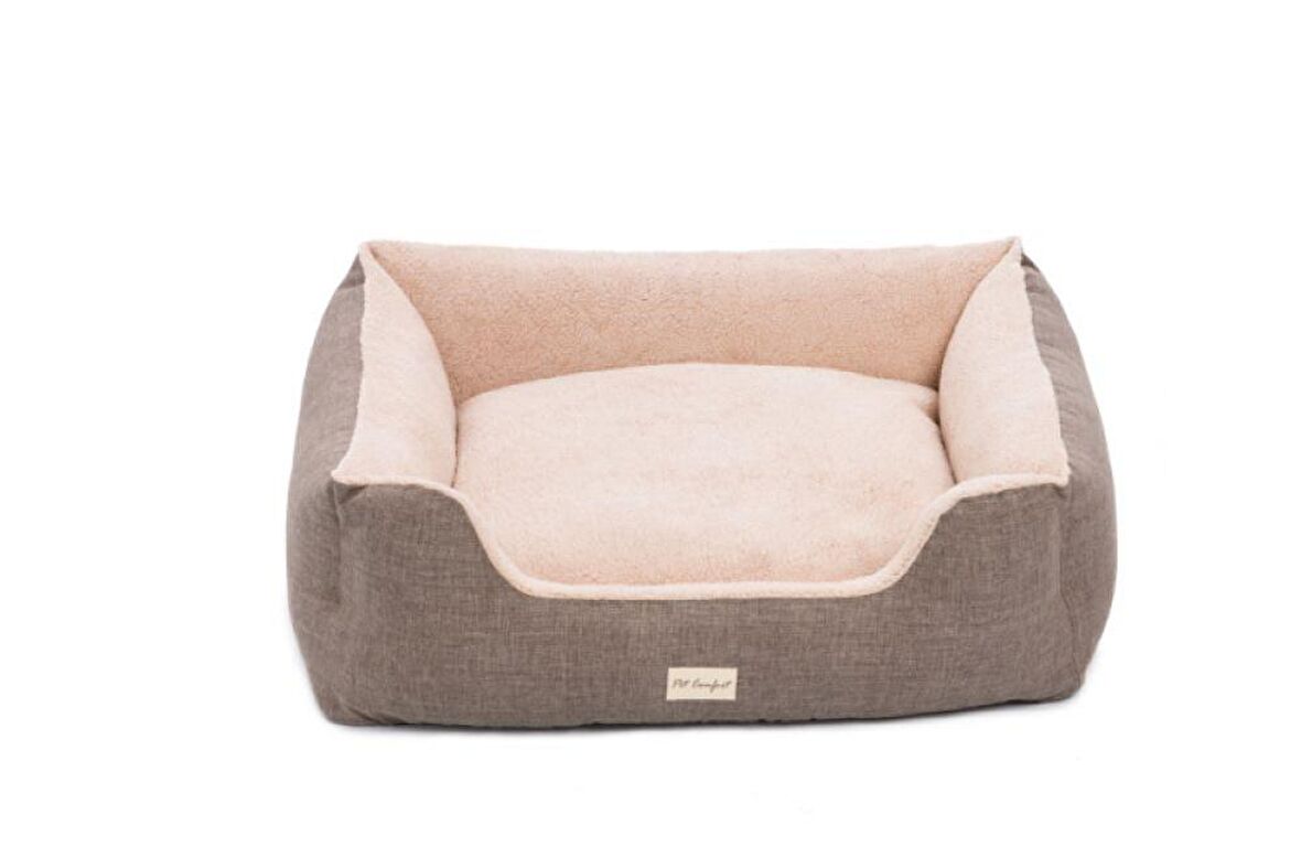 Pet Comfort Peluş Kaymaz Taban Bej - Kahverengi Büyük Irk Köpek Yatağı