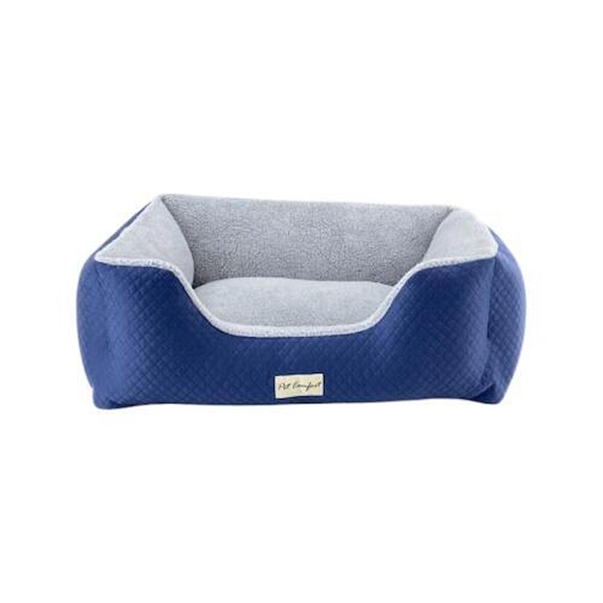 Pet Comfort Echo Mirinda M Peluş Kaymaz Taban Gri - Mavi Orta Irk Köpek Yatağı