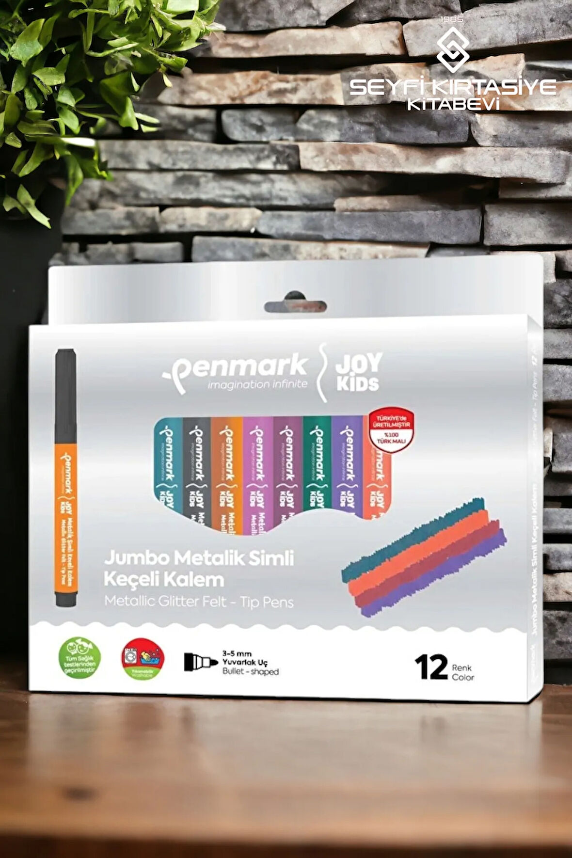 Penmark Hs-707-12 Süper Yıkanabilir Simli Jumbo Keçeli Kalem 12Lı Set