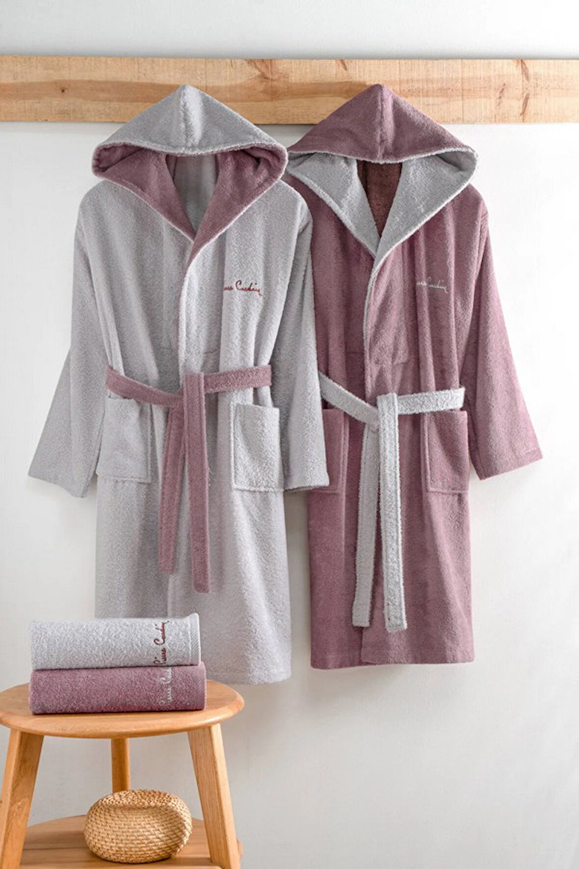 Pierre Cardin 4'lü Aile Seti Hoodie Mürdüm-Gri