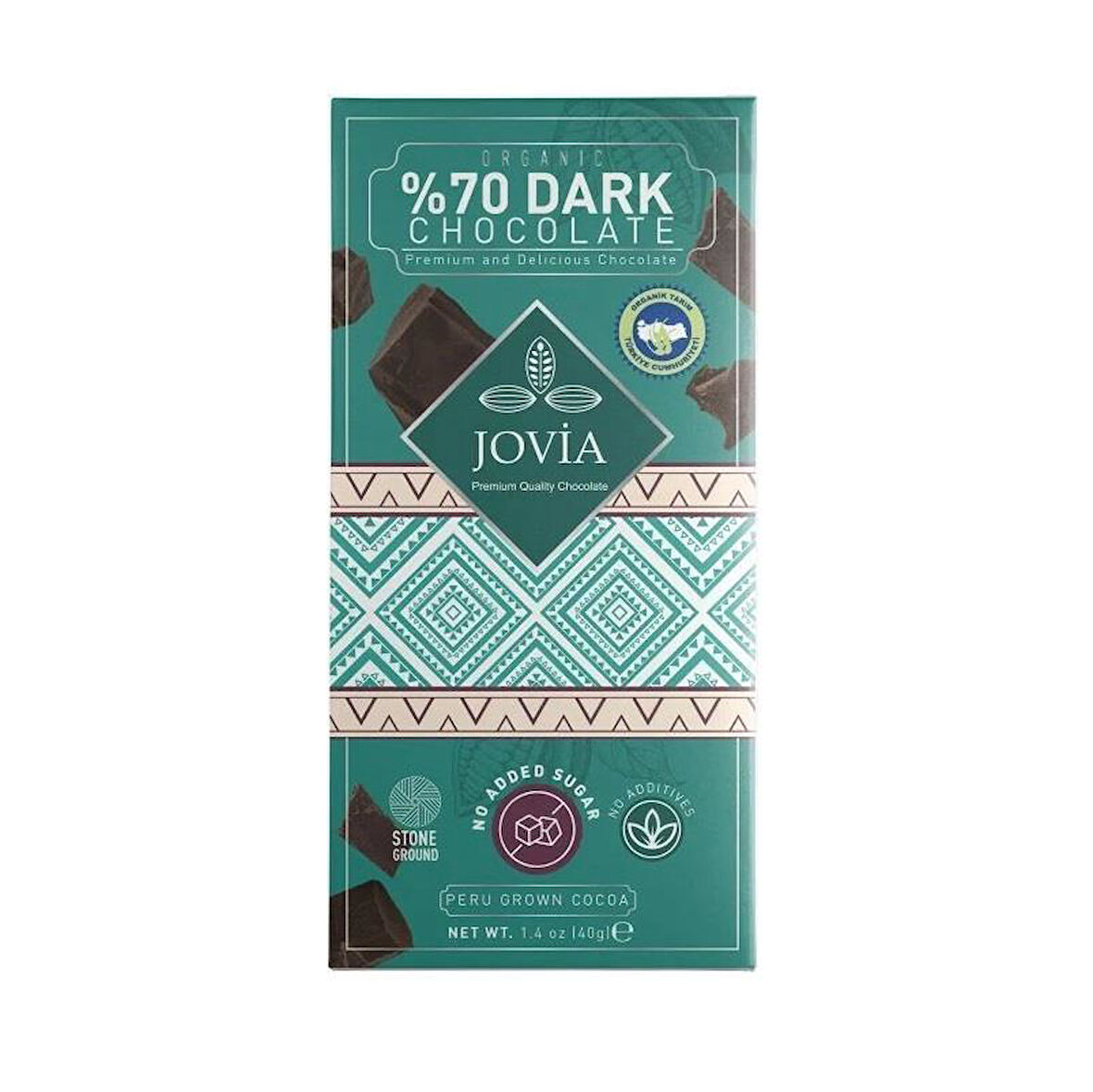Jovia Organik Şekersiz %70 Bitter Çikolata 40gr
