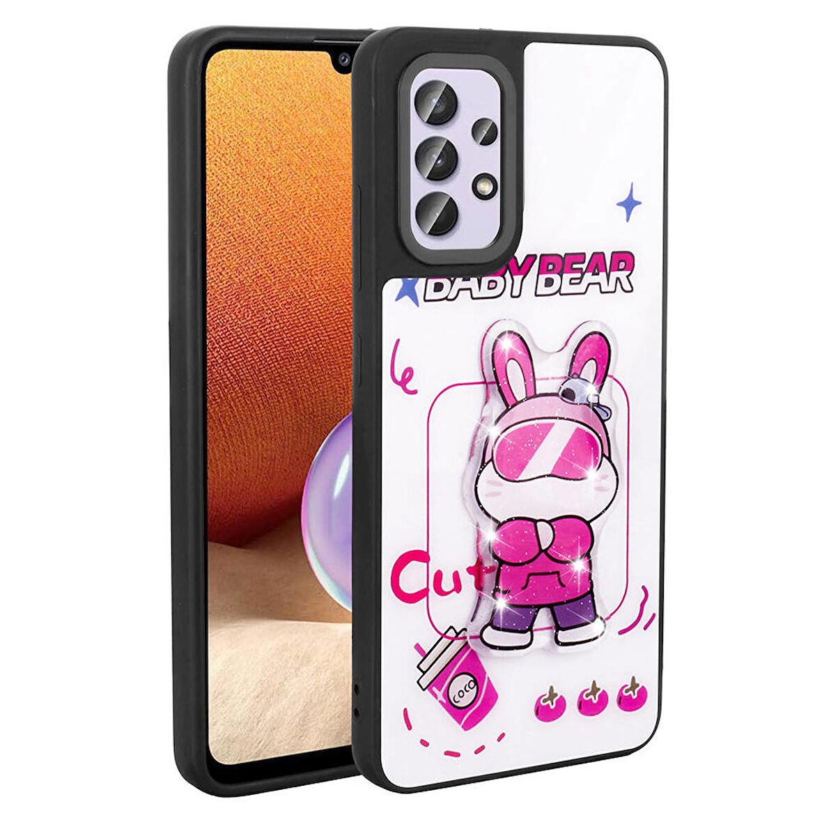 Galaxy A32 4G Kılıf Parlayan Kabartmalı İkonik Figürlü Amas Silikon Kapak