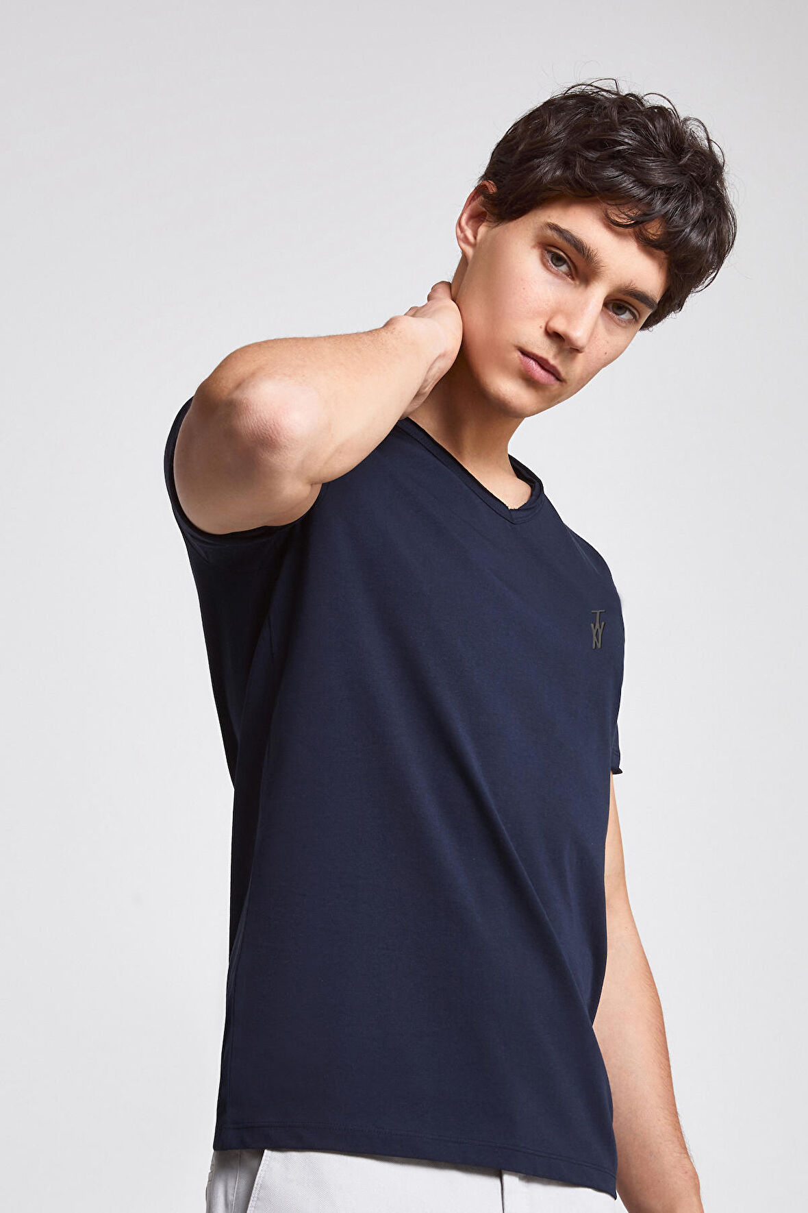 Twn Slim Fit Lacivert Pamuklu Logo Baskılı T-Shirt 0EC148551755M
