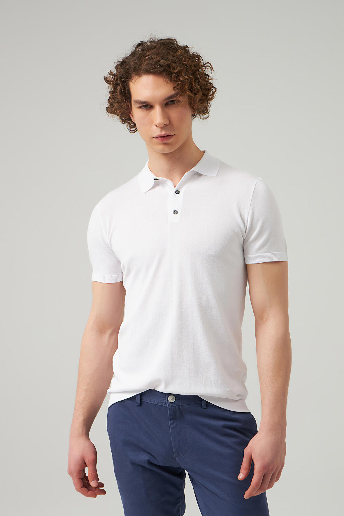Ds Damat Slim Fit Beyaz Düz Örgü T-shirt 0HF069421001M