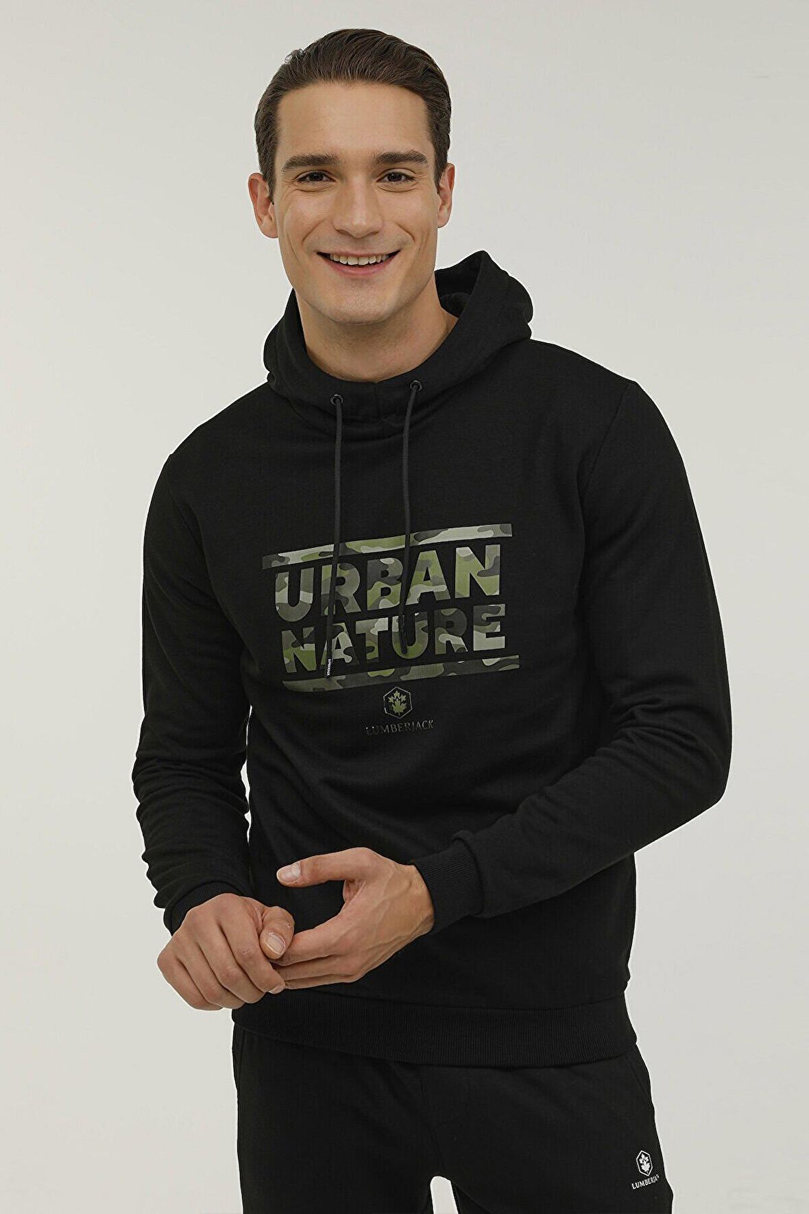 Lumberjack Kapüşon Yaka Siyah Erkek Sweatshırt W M-SD4005 URBANATURE
