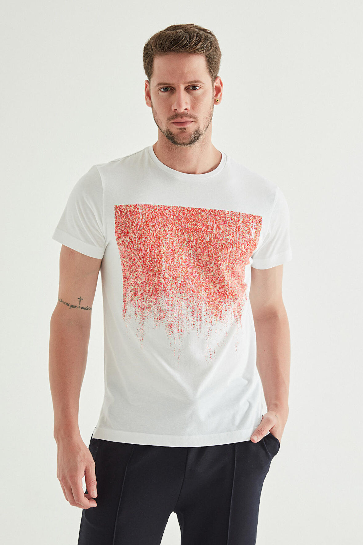 Twn Slim Fit Beyaz Baskılı T-Shirt 0EC145986042M