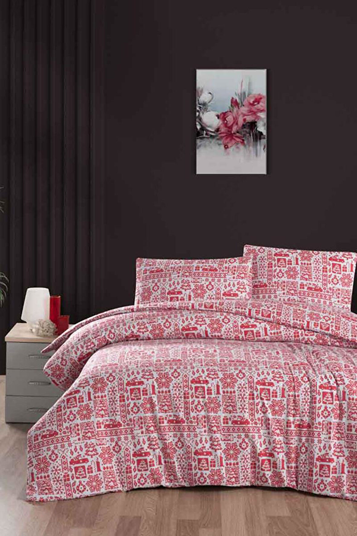 Menderes Home Cotton Collection Flanel R Çift Kişilik Nevresim Takımı Noel