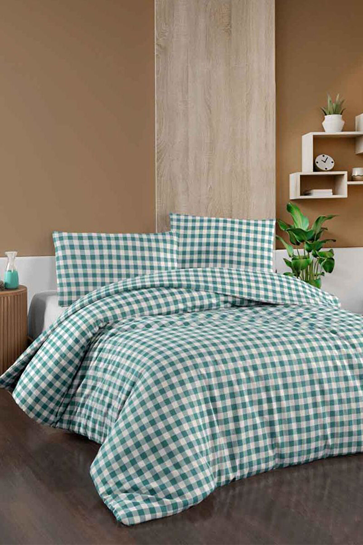 Menderes Home Cotton Collection Flanel R Çift Kişilik Nevresim Takımı Mongar Yeşil