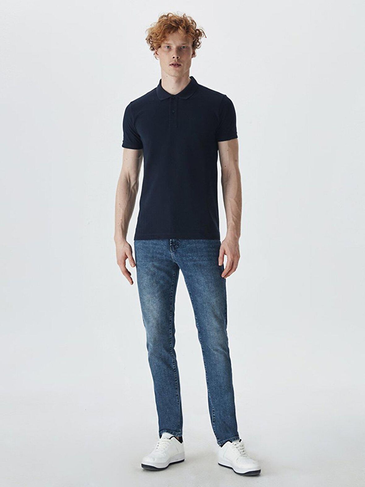 Polo Yaka Lacivert T-shırt