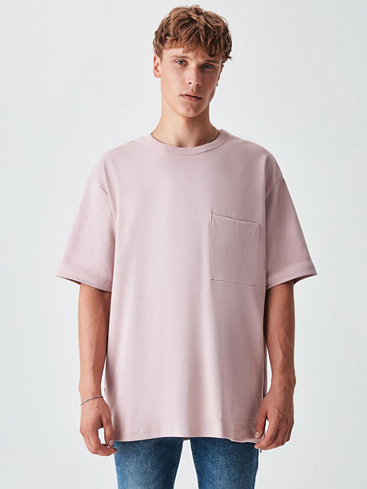 Loose Fit Cepli Pembe T-shırt