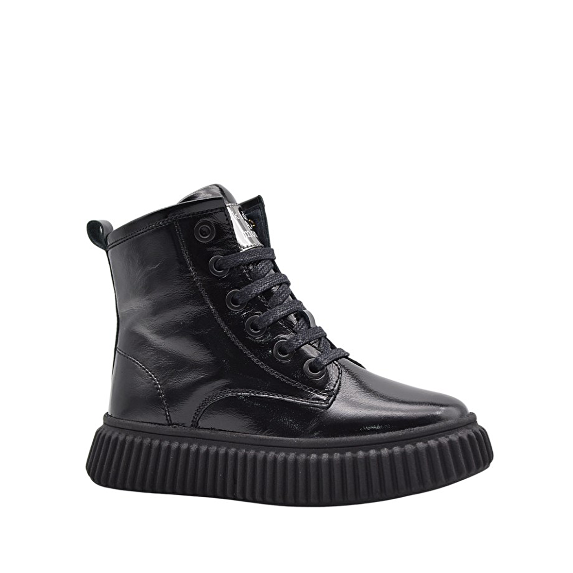 Lilly Bağcıklı Ve Fermuarlı Deri Kız Çocuk Bot Siyah